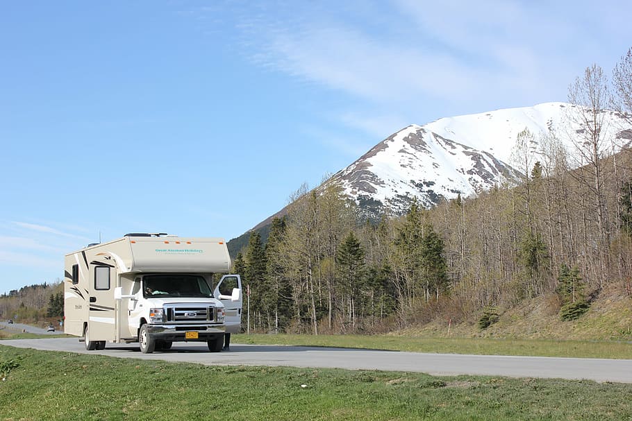 a photo of a Class C motorhome, just one type of vehicle RV stands for 